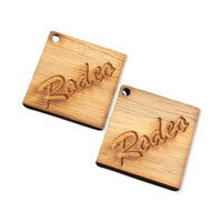 2 x 35mm Rodeo Word Earring Pendants - Walnut
