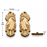 Australian Cockatoo, Laser Cut Wood Veneer | Australiana Bird Embellishment | Aussie Bird Craft Shape | Choose Your Design  Description