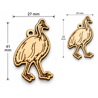 Cassowary Laser Cut Wooden Pendant – Australian Bird Jewellery Component – Two Sizes – 3mm Wood – Earring & Craft Pendant