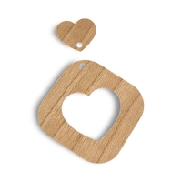 Heart n Hearts - Wooden Earring Pendants - Cherry