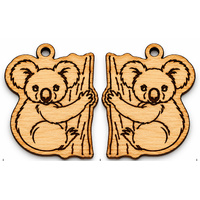 Koala Earring Charms – Laser Cut Wooden Koala Pendants – Australian Wildlife Jewellery Making Supplies – Australiana Charms 34mm