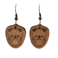 2 x Dog Pendants for Earrings - 22mm - Cherrywood - Dog Face