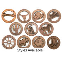 Large Western Round - Cut Out Pendant Sets  - Walnut  Rodeo  50mm  -  Country Style
