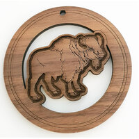 2 x Large Round Bison Cut Out Pendant Set  - Walnut  Western  50mm
