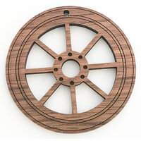 2 x Large Round - Wagon Wheel Cut Out Pendant Set  - Walnut  Western  50mm