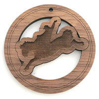 2 x Large Round - Bronco Cut Out Pendant Set  - Walnut  Western  50mm