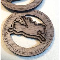 2 x Large Round - Outline Bronco Cut Out Pendant Set  - Walnut  Western  50mm  -  Country Style