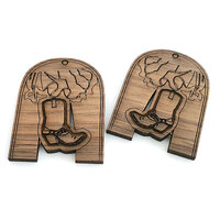 2 x Large Arc - Bootin Scootin  Pendant Set  - Walnut  Western  40mm  -  Country Style