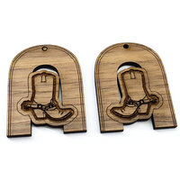 2 x Large Arc - Spurred Boots  Pendant Set  - Walnut  Western  40mm  -  Country Style