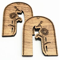 2 x Large Arc - Daisy  Pendant Set  - Walnut  Western  40mm  -  Country Style