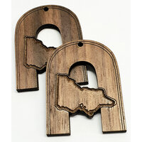 2 x Large Arc - Victoria Map Pendant Set  - Walnut  Western  40mm  -  Country Style