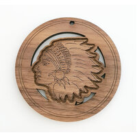 2 x Large Round - Chief Cut Out Pendant Set  - Walnut  Western  50mm