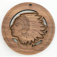2 x Large Round - Chief Cut Out Pendant Set  - Walnut  Western  50mm  -  Country Style