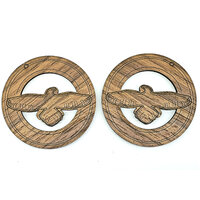 2 x Large Round - Eagle Cut Out Pendant Set - Walnut - Nature 50mm