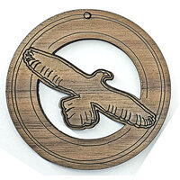 2 x Large Round - Eagle Cut Out Pendant Set - Walnut - Nature 50mm  -  Country Style