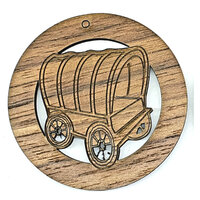 2 x Large Round - Wagon Cut Out Pendant Set - Walnut - Western 50mm  -  Country Style 