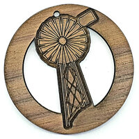 2 x Large Round - Windmill Cut Out Pendant Set - Walnut Western Outback 50mm  Country Style