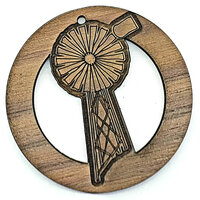 2 x Large Round - Windmill Cut Out Pendant Set - Walnut Western Outback 50mm  Country Style