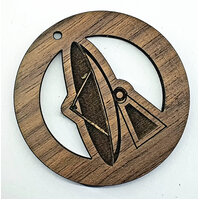 2 x Large Round - The Dish Cut Out Pendant Set - Walnut Technology Radio Telescope 50mm  - Country Style