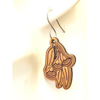 2 x Gum Flower & Leaves  35mm  Pendant - Cherry Wood