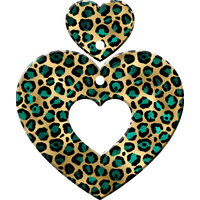 2 x 45mm Leopard Rainbow Colours Alice Has Heart Acrylic Pendants (with Heart Stud Drop)