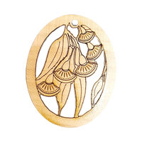Gum Flower  37mm Oval  - Wooden Pendant Made in Australia